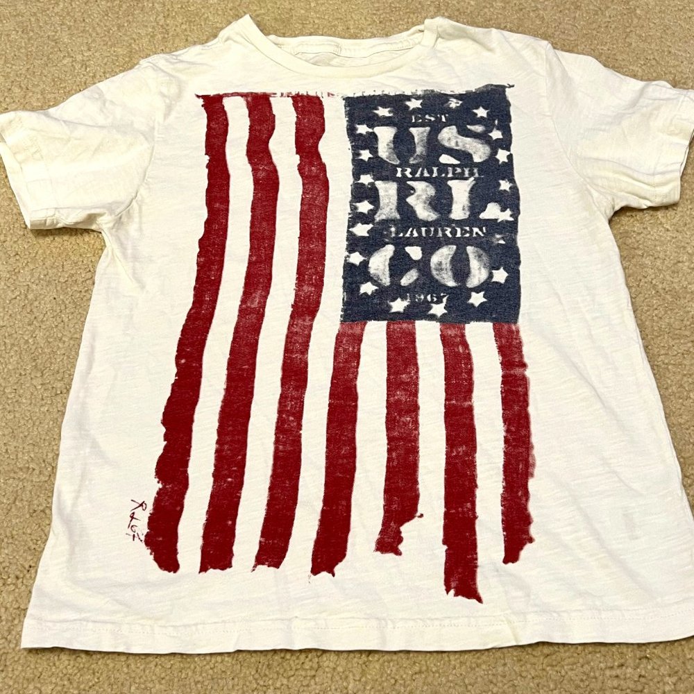 Polo Ralph Lauren Boys Short Sleeve American Flag T-Shirt - Size Youth Small